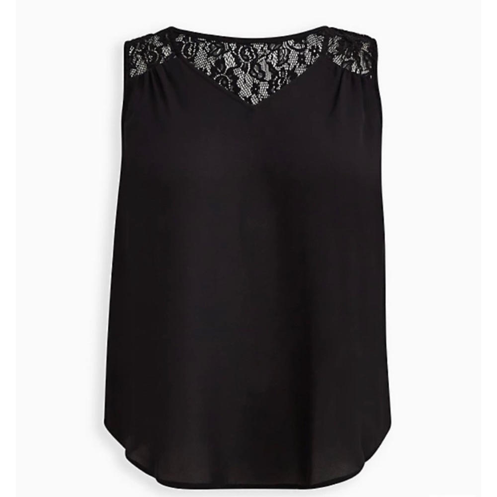 NEW Torrid 3 Black Lace Georgette Tank